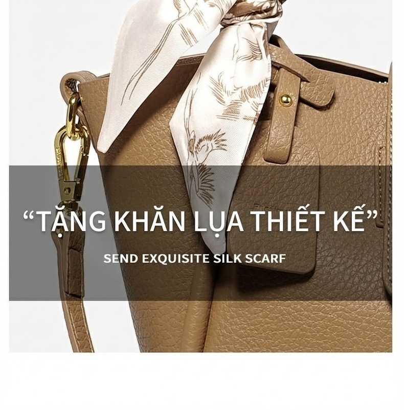 Túi Xách Nữ Đeo Vai/Đeo Chéo Kiểu Dáng Basket Bag Da Mờ Màu Nâu chi tiết 9