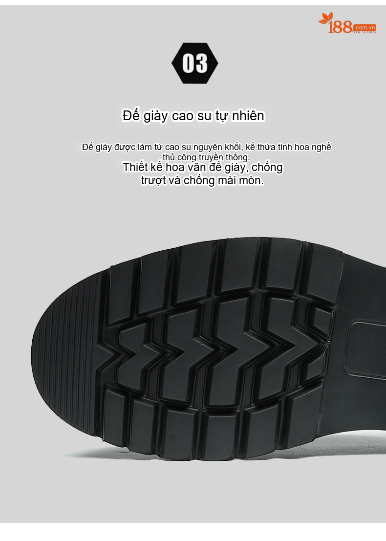 Giày Tây Buộc Dây Nam Da Bò Thật Brogue Chiều Cao Đế Khoảng 4cm Màu Đen, Đỏ Rượu chi tiết 9