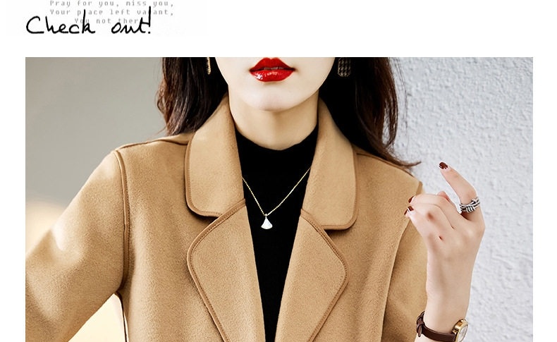 Áo Khoác Dạ Nữ Ngắn Hai Mặt Dáng Blazer Thanh Lịch Màu Be, Nâu chi tiết 15