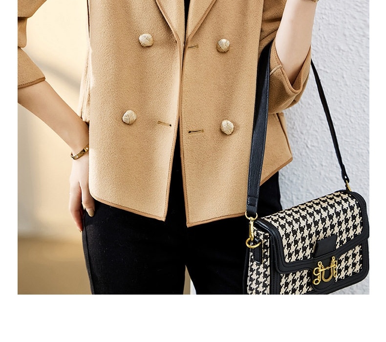 Áo Khoác Dạ Nữ Ngắn Hai Mặt Dáng Blazer Thanh Lịch Màu Be, Nâu chi tiết 16