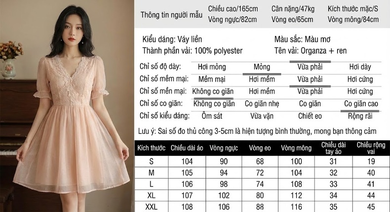 Váy Ôm Body Nữ Hở Vai Lưới Tay Bồng Bèo Nhún Phong Cách Tiểu Thư Màu Trắng Kem chi tiết 2