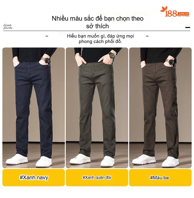 Quần Jean Nam Cotton Màu Trơn Dáng Ôm Vừa Vặn Co Giãn Tốt Màu Xám chi tiết 7