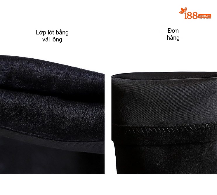 Boot Nữ Cổ Cao Qua Gối Gót Nhọn Nỉ Chiều Cao Đế Khoảng 7cm Màu Đen chi tiết 22