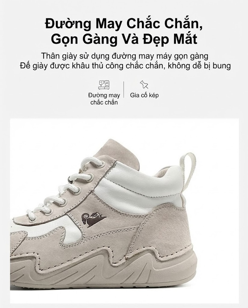 Giày Martin Nữ Cao Cổ Da Thật Size Lớn, Giày Boot Mùa Đông Thu, Giày Thể Thao Da Mờ Chiều Cao Đế Khoảng 3cm Màu Trắng, Nâu chi tiết 6