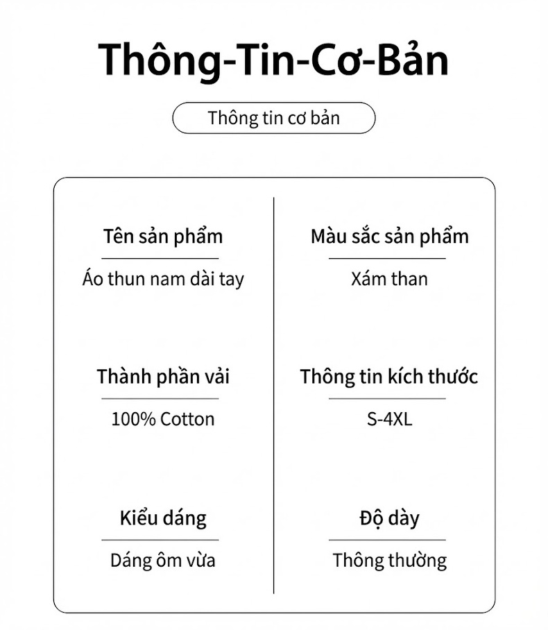 Áo Thun Tay Dài Nam Cổ Tròn Mỹ Cổ Điển Cotton Dày Dặn Form Rộng Màu Xám, Nâu chi tiết 3