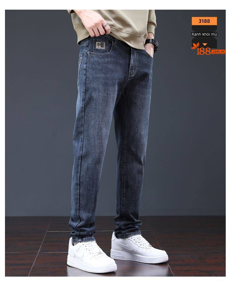 Quần Jean Nam Ống Đứng Slim Fit Co Giãn Thoải Mái Phong Cách Business Casual Màu Xám Đen chi tiết 17