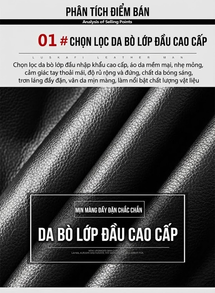 Áo Khoác Da Thật Nam Mũ Trùm Đầu Dáng Ôm Ngắn Phong Cách Thời Trang Màu Đen chi tiết 2