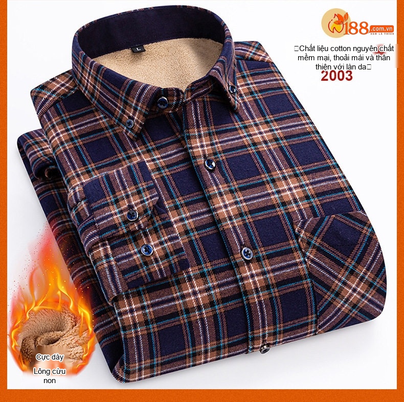 Áo Sơ Mi Nam Ca Rô Lông Cừu Non Cotton Dày Dặn Giữ Ấm Màu Đen, Đỏ, Xanh Dương, Xanh Lá... chi tiết 30