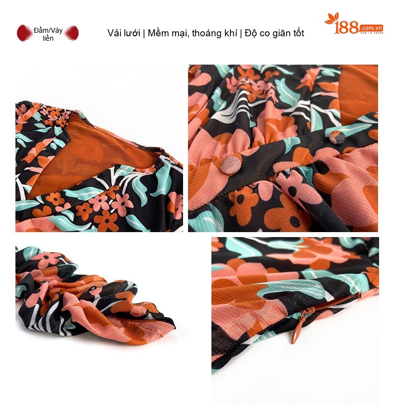 Váy Ôm Body Nữ In Hoa Xếp Ly Phong Cách Pháp Thanh Lịch chi tiết 5