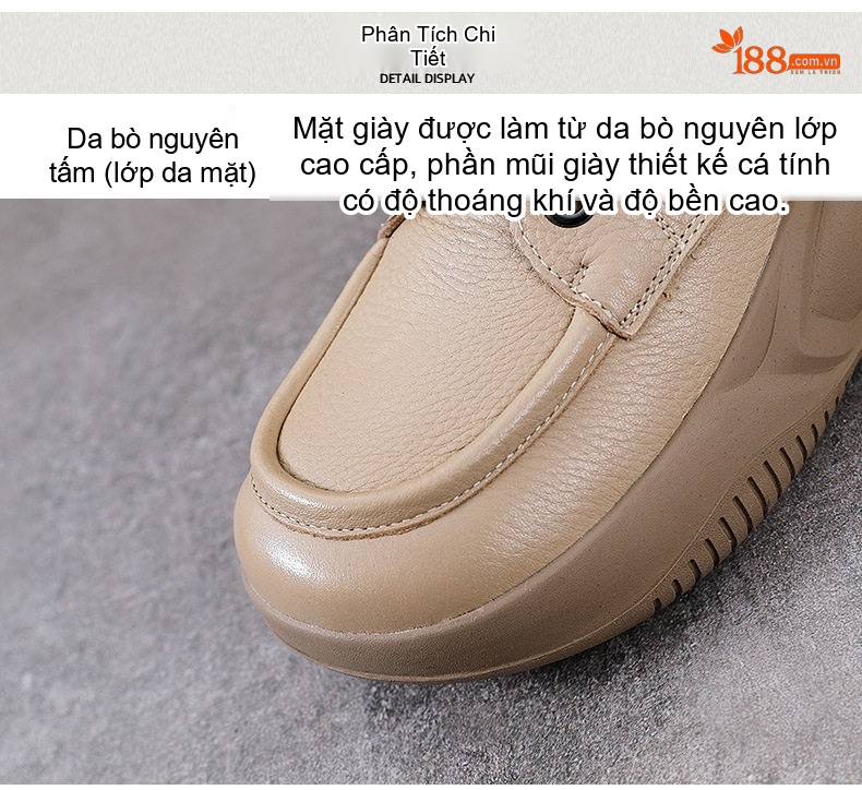 Giày Boot Nữ Da Bò Lót Lông Cừu Non Cổ Cao Dây Buộc Chiều Cao Đế Khoảng 5cm Màu Be, Đen chi tiết 6