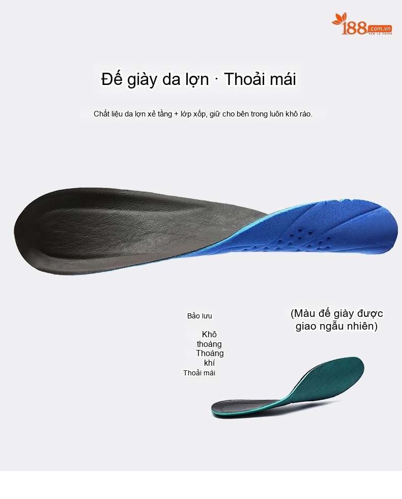 Giày Tây Buộc Dây Nam Da Thật Mũi Vuông Chiều Cao Đế Khoảng 3cm Màu Nâu, Đen chi tiết 11