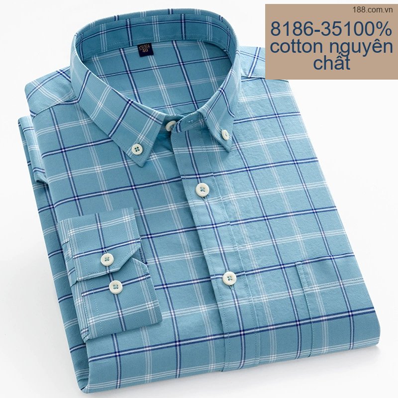 Áo Sơ Mi Nam Tay Dài Cotton Kẻ Sọc Thanh Lịch Phong Cách Công Sở Màu Trắng, Xanh, Đen, Đỏ...