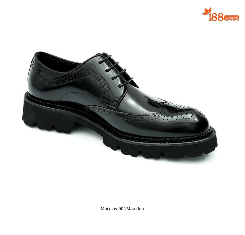 Giày Tây Buộc Dây Nam Da Bóng Chiều Cao Đế Khoảng 4cm Kiểu dáng Brogue Màu Đen, Nâu chi tiết 15