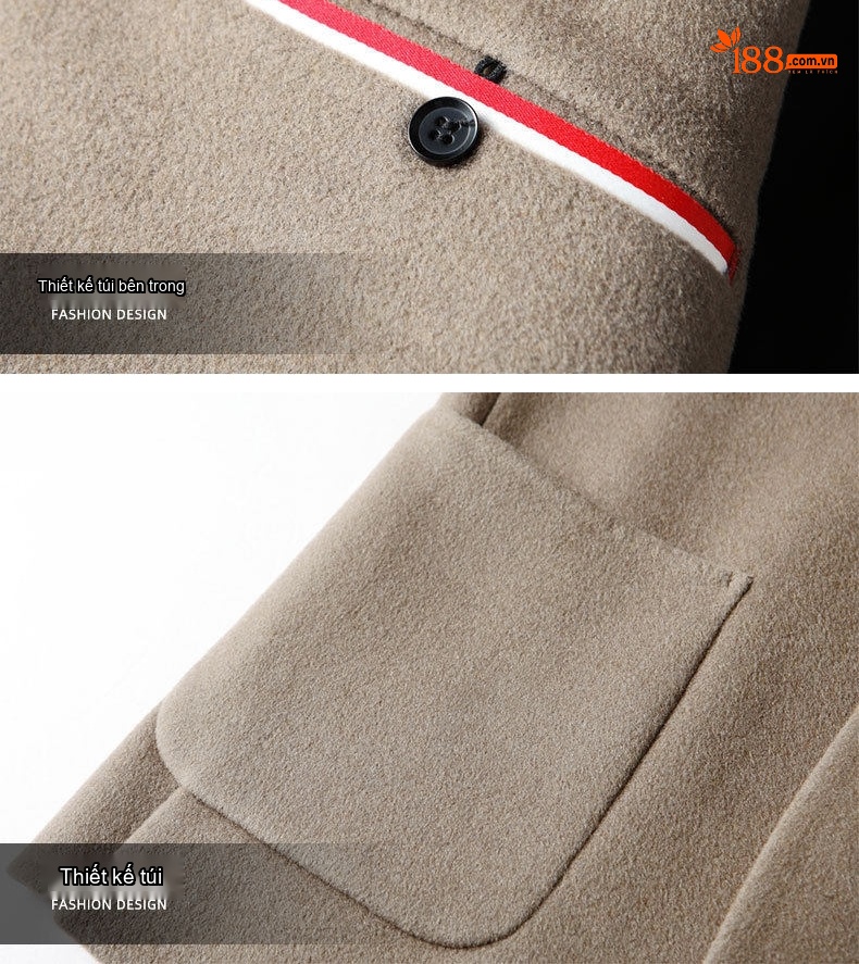 Áo Vest Nam Dáng Ôm Thu Đông Thủ Công Vải Tweed Màu Be chi tiết 19