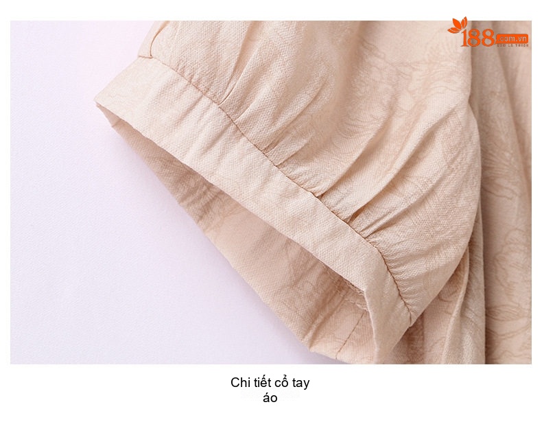 Váy Midi Nữ Cổ Điển Thắt Eo Tay Ngắn Màu Be, Xanh chi tiết 29