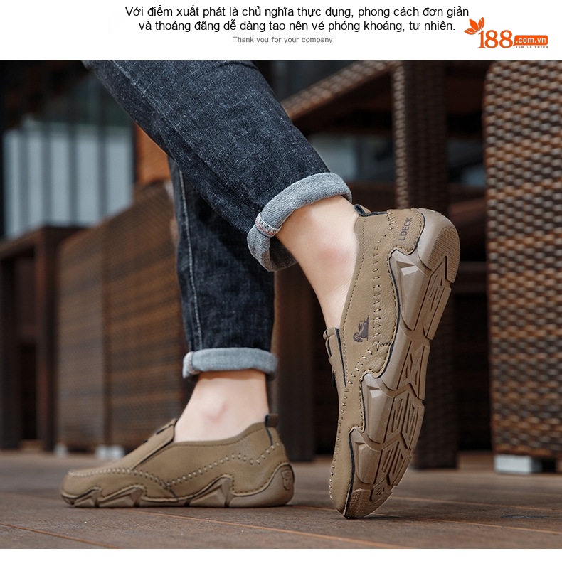Giày Lười Nam Da Mờ Thoáng Khí Chống Trượt Chiều Cao Đế Khoảng 3cm Màu Kem, Đen, Nâu, Xám chi tiết 20