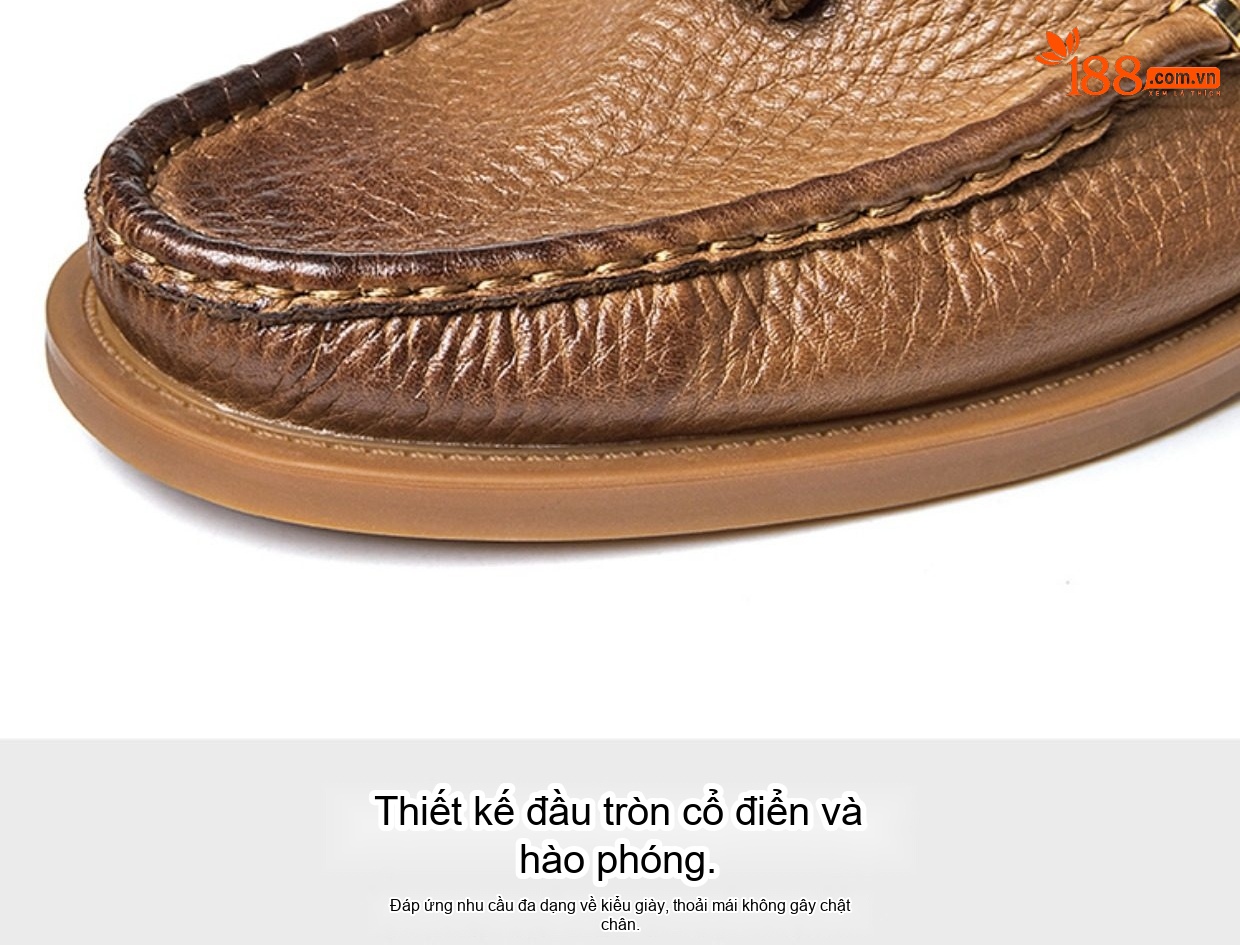 Giày Lười Nam Da Bò Mềm Mại Phong Cách Anh Quốc Chiều Cao Đế Khoảng 2cm Màu Nâu, Đen chi tiết 15