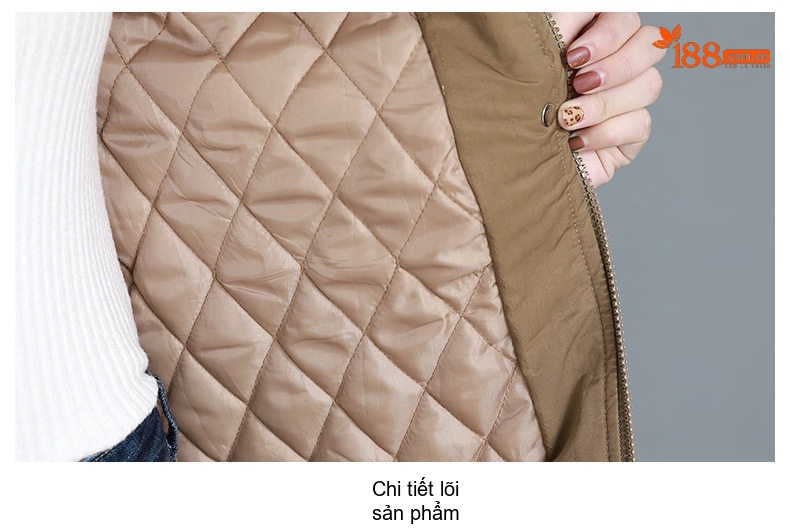 Áo Khoác Phao Nữ Dáng Dài Vừa Cotton Chần Bông Dày Ấm Áp Có Mũ Trùm Đầu Màu Đen, Nâu chi tiết 29