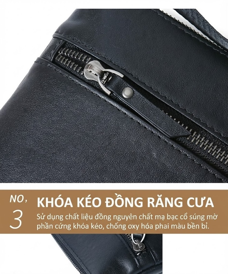 Túi Đeo Chéo Nam Da Thật Retro Túi Đeo Vai Nam Phong Cách Thời Trang Da Thuộc Lớp Đầu Màu Đen chi tiết 16
