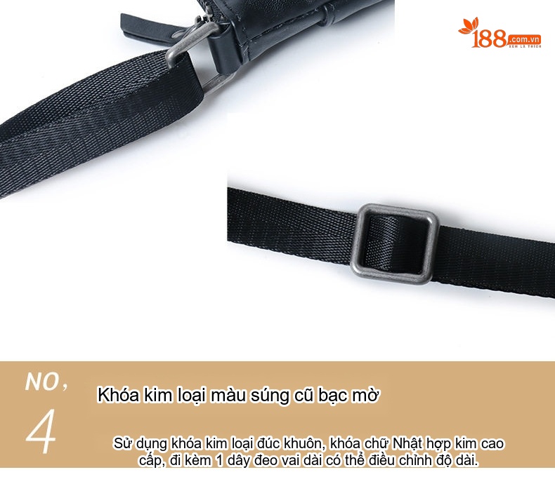 Túi Đeo Chéo Nam Da Thật Retro Túi Đeo Vai Nam Phong Cách Thời Trang Da Thuộc Lớp Đầu Màu Đen chi tiết 17