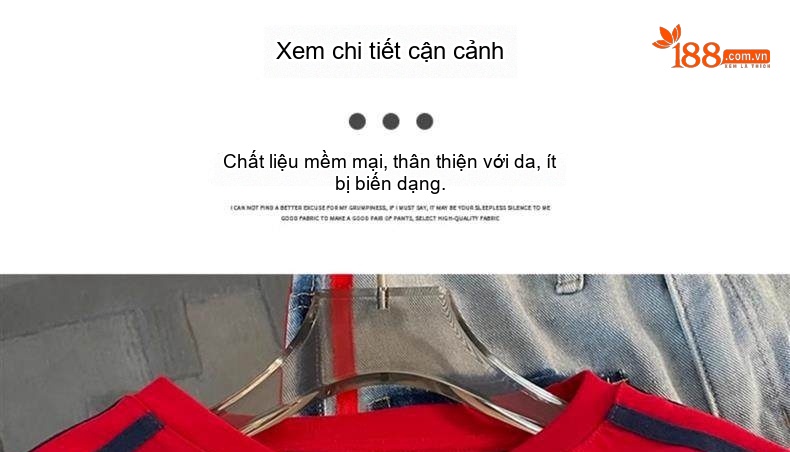 Set Bộ Áo Thun Tay Dài Cổ Tròn Quần Jean Ống Rộng Phong Cách Retro Màu Xanh, Đỏ chi tiết 2
