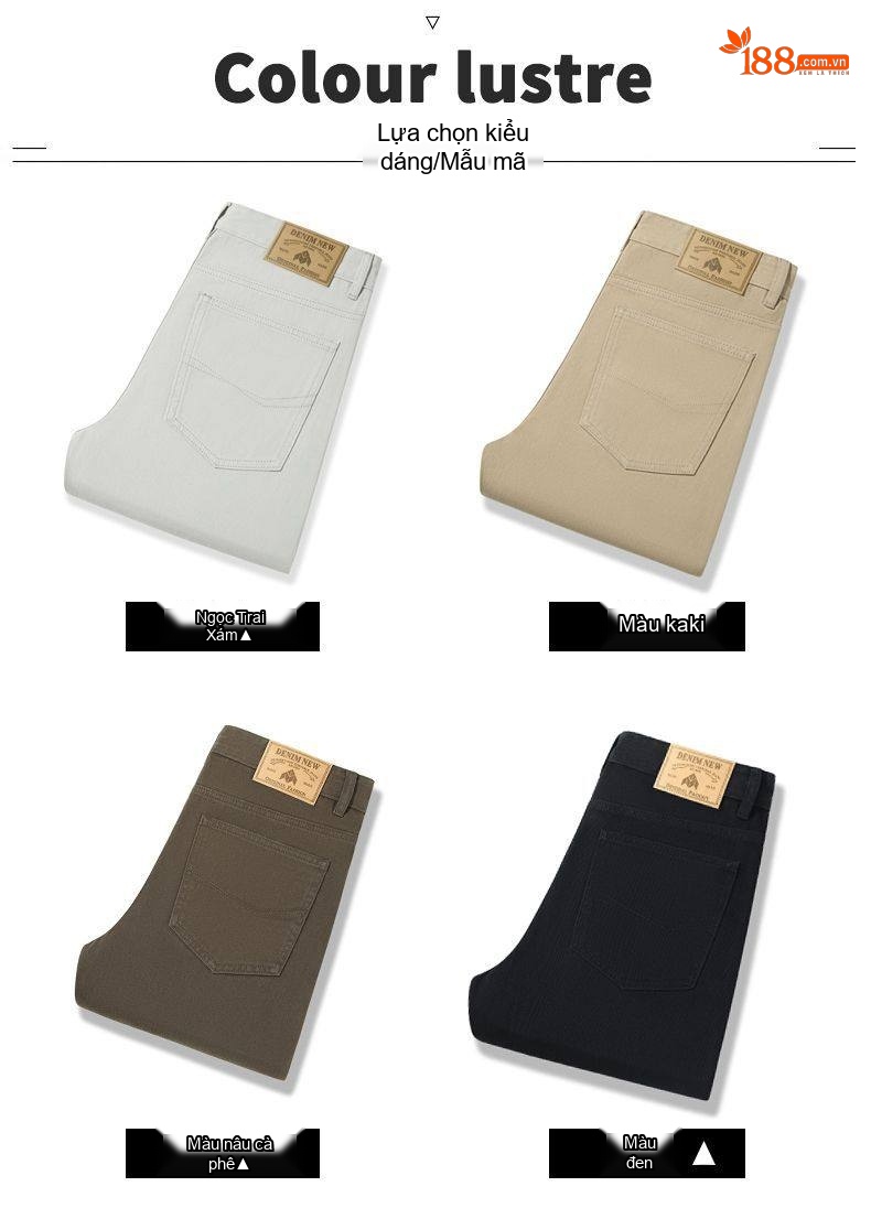 Quần Dài Nam Cotton Ống Rộng Thoải Mái Màu Xám, Nâu, Xanh Rêu chi tiết 29