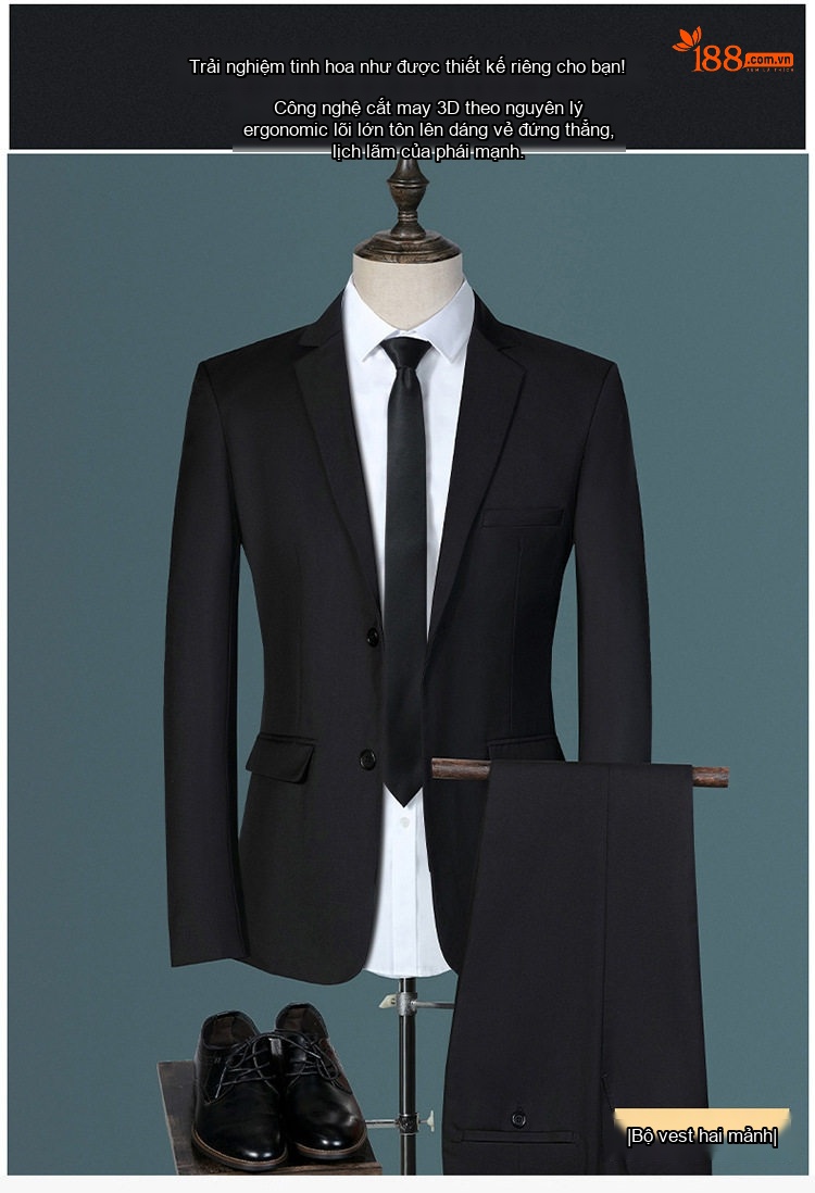 Bộ Vest Nam 3 Món Cộc Tay Dáng Ôm Phong Cách Hàn Quốc Màu Đen, Trắng, Đỏ Rượu Vang, Xanh Navy... chi tiết 1