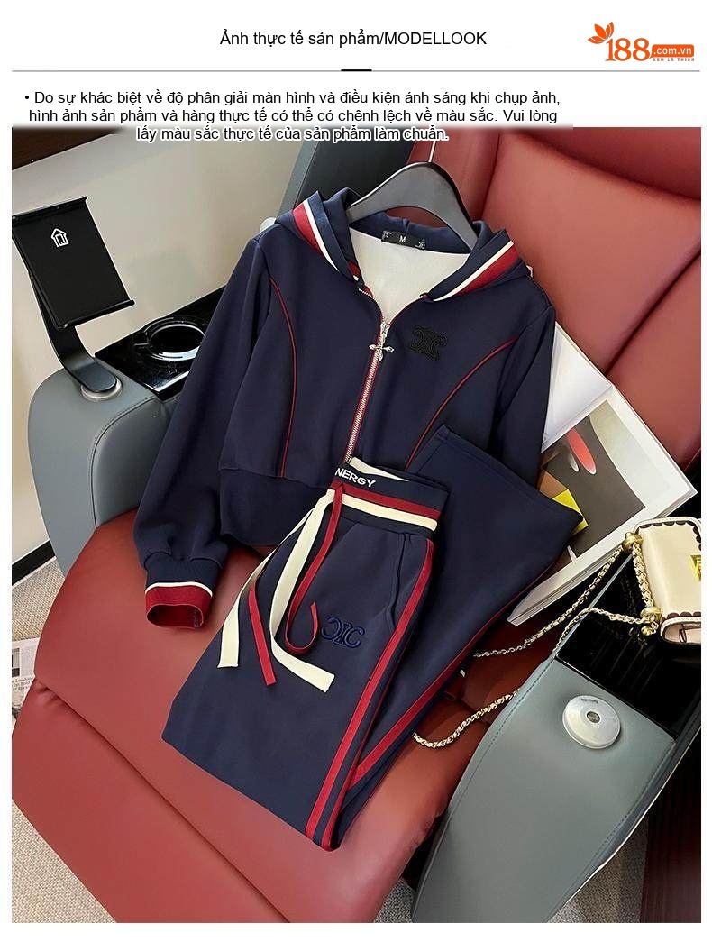 Bộ đồ thể thao nữ dáng rộng áo hoodie quần ống suông chi tiết 6
