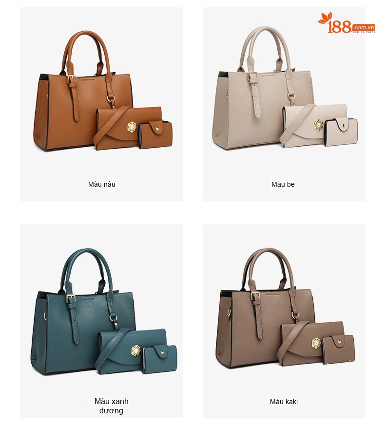 Túi Tote Nữ Đeo Vai Xách Tay Phong Cách Retro Sang Trọng Bộ 3 Chiếc Màu Đen, Xanh Lá, Nâu, Be... chi tiết 4