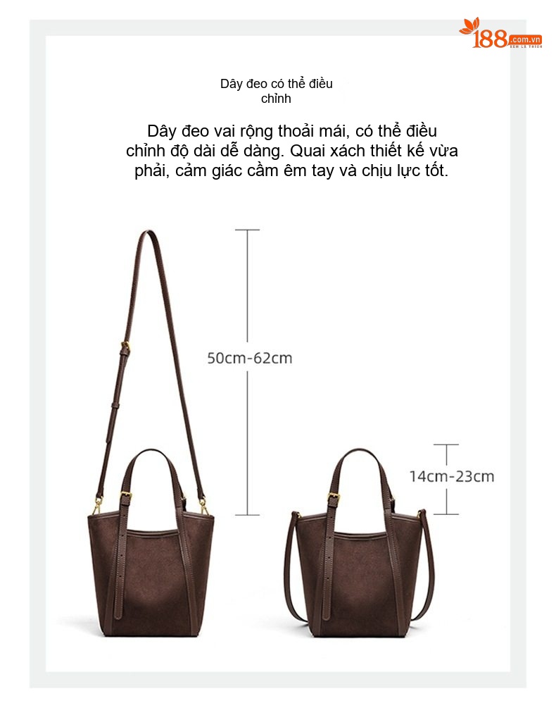 Túi Tote Nữ Da Mờ Đeo Chéo Thời Trang Công Sở chi tiết 6