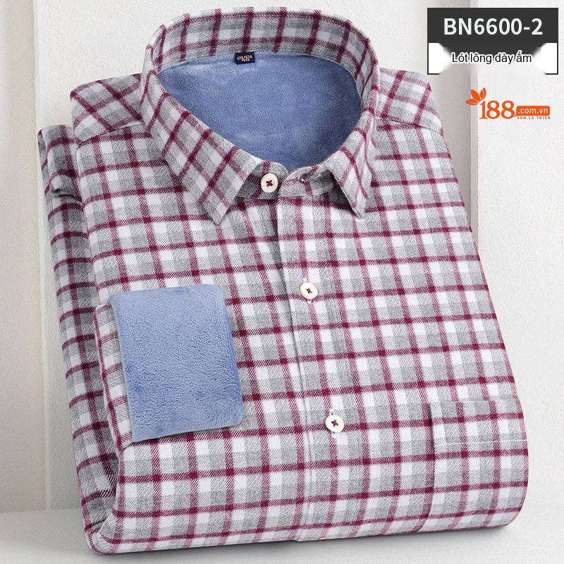 Áo Sơ Mi Nam Dài Tay Cotton Lót Lông Dày Dặn Giữ Ấm Màu Xanh Dương, Xám, Đen, Đỏ...