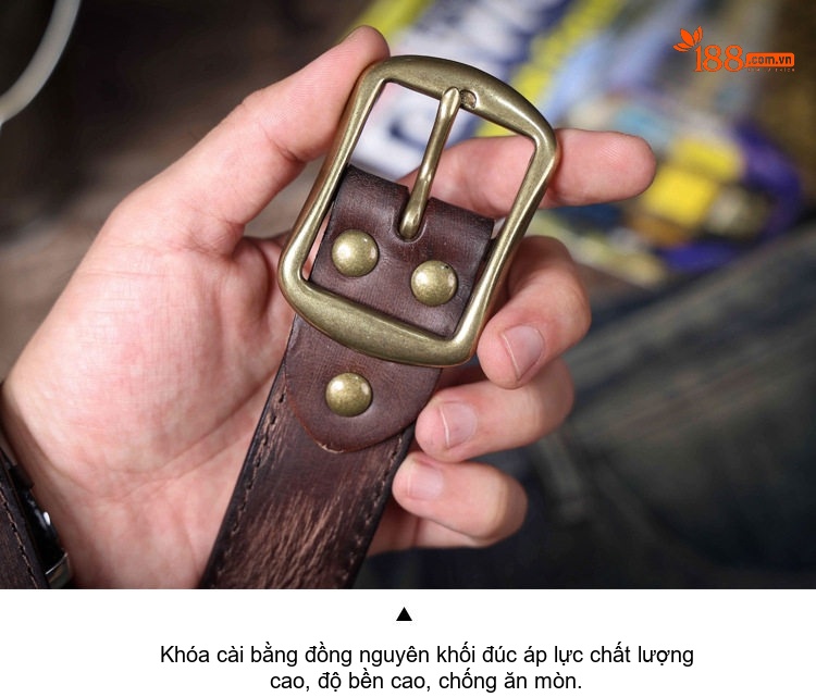 Thắt Lưng Nam Da Bò Thủ Công Khóa Kim Loại Màu Đen, Nâu, Vàng chi tiết 18
