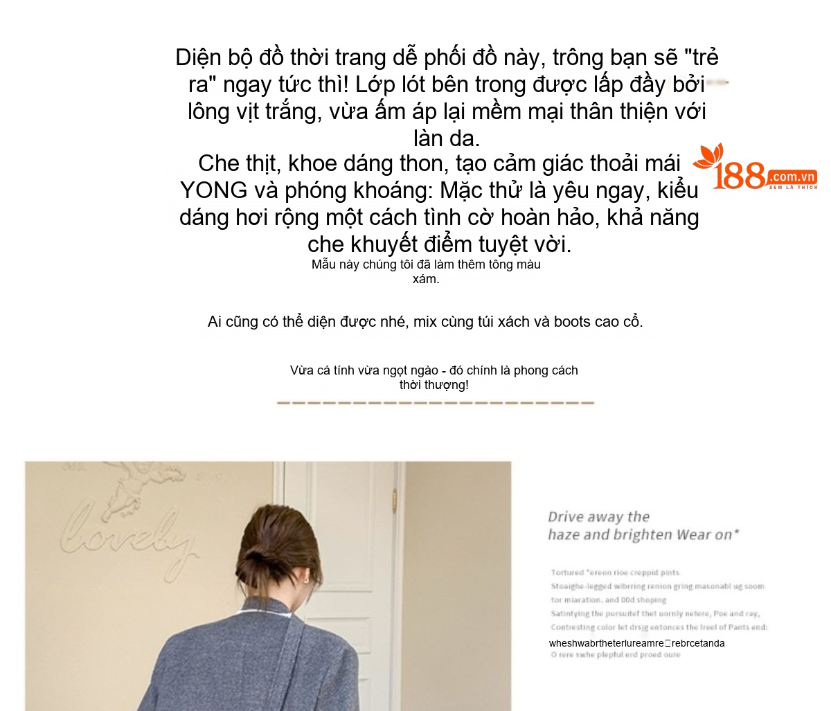 Bộ Áo Blazer Quần Short Nữ Vải Lông Cừu Phong Cách Tiểu Thư Hàn Quốc Lót Lông Vũ Dày Dặn Màu Xám chi tiết 9