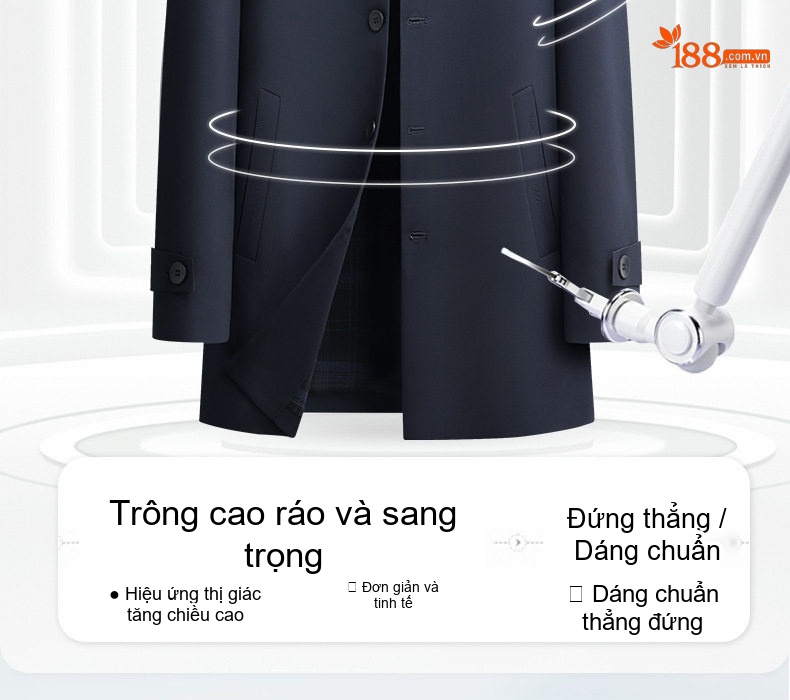Áo Khoác Gió Nam Dáng Dài Vừa Vải Mềm Mại Chống Nhăn Phong Cách Lịch Lãm Màu Xám, Xanh Navy chi tiết 11