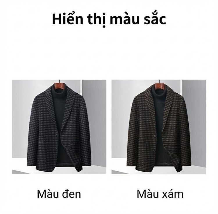 Áo Blazer Nam Họa Tiết Houndstooth Phong Cách Doanh Nhân Màu Xám, Nâu chi tiết 7