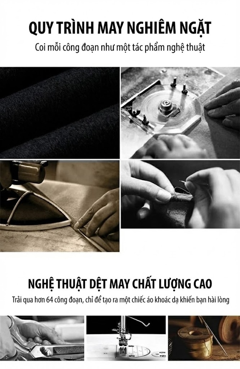 Áo Khoác Nam Hai Mặt Dày Dặn Lót Lông Vũ Có Thể Tháo Rời Chất Liệu Lông Cừu Màu Nâu, Đen chi tiết 8