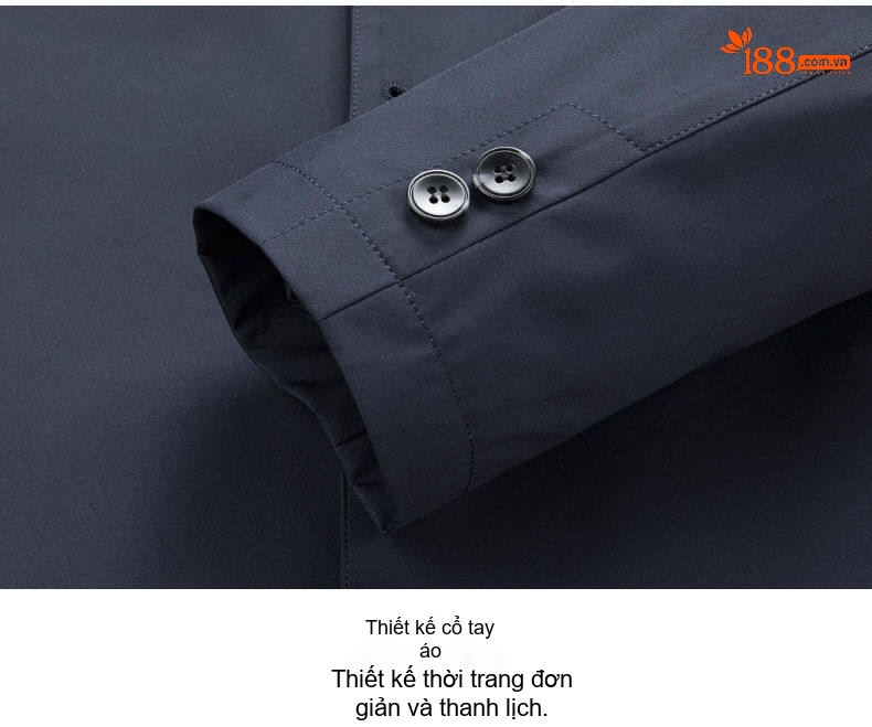 Áo Khoác Nam Cổ Bẻ Nút Bấm Phong Cách Công Sở Màu Xanh Navy, Kem chi tiết 23