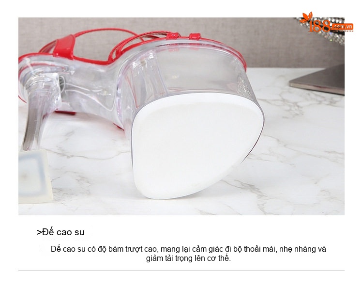 Giày Sandal Cao Gót Nữ Quai Ngang Gót Cao 26cm Màu Đen, Đỏ, Trắng, Hồng... chi tiết 8