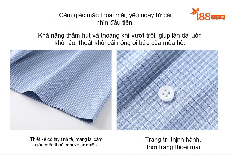 Áo Sơ Mi Nam Tay Ngắn Form Rộng Cổ chữ Vuông Phong Cách Lịch Lãm Màu Xanh, Tím chi tiết 4