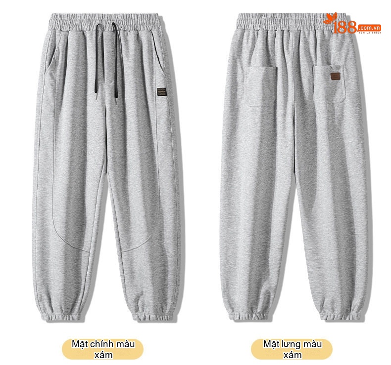 Quần Jogger Nam Ống Bo Chun Thu Đông Dáng Rộng Phong Cách Hàn Quốc Màu Đen, Xám, Xanh Navy chi tiết 30