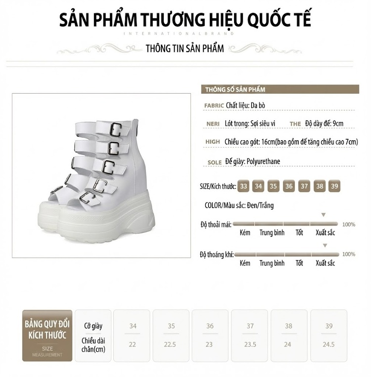 Giày Sandal Cao Gót Nữ Hở Ngón Đế Xuồng Quai Da Bóng Gót Cao 10cm - 12cm Màu Đen, Trắng chi tiết 2