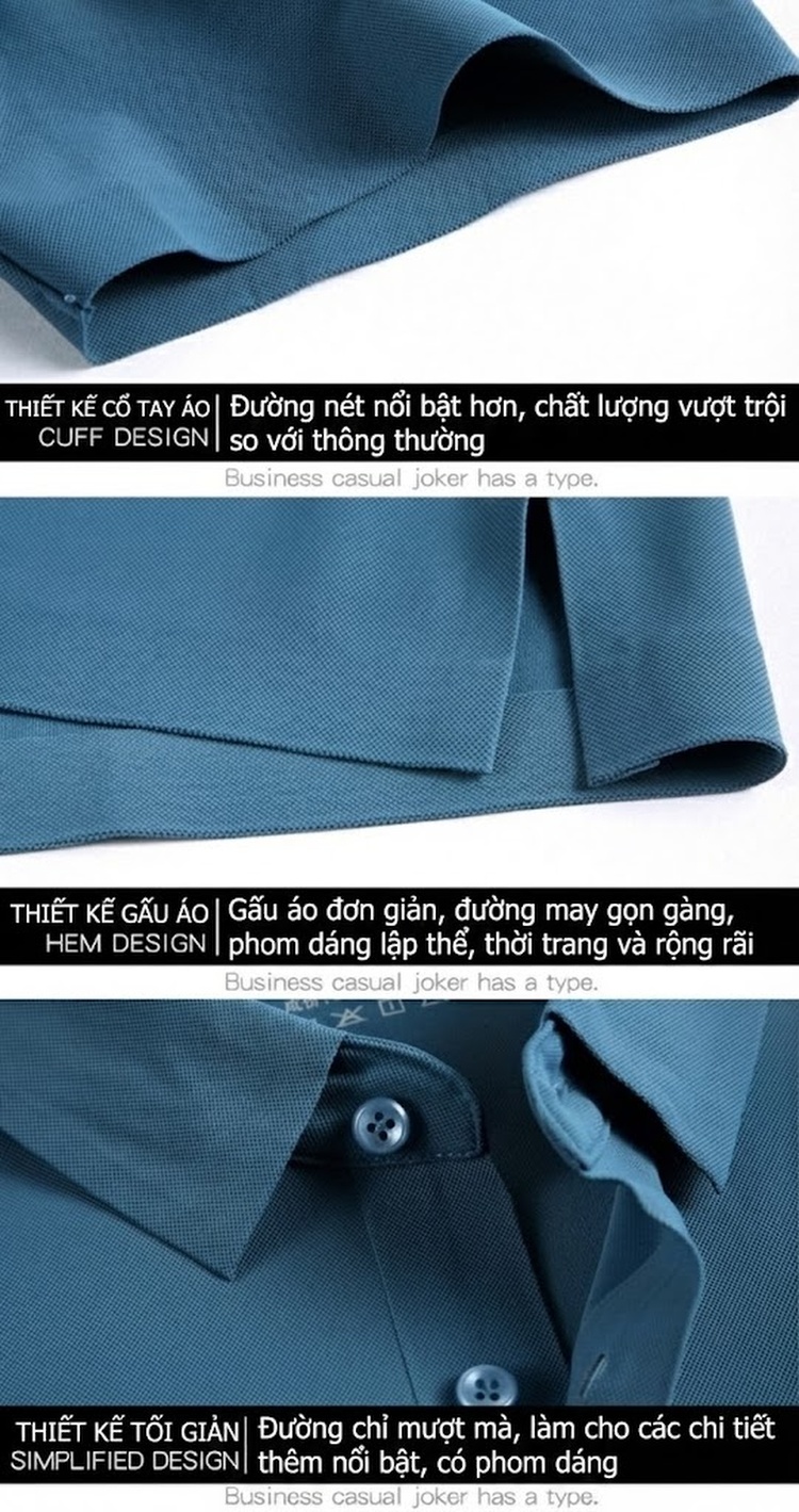 Áo Polo Nam Lụa Tằm Cao Cấp Form Rộng Chống Nhăn Màu Đỏ Cam, Trắng, Xanh Da Trời, Xanh... chi tiết 30