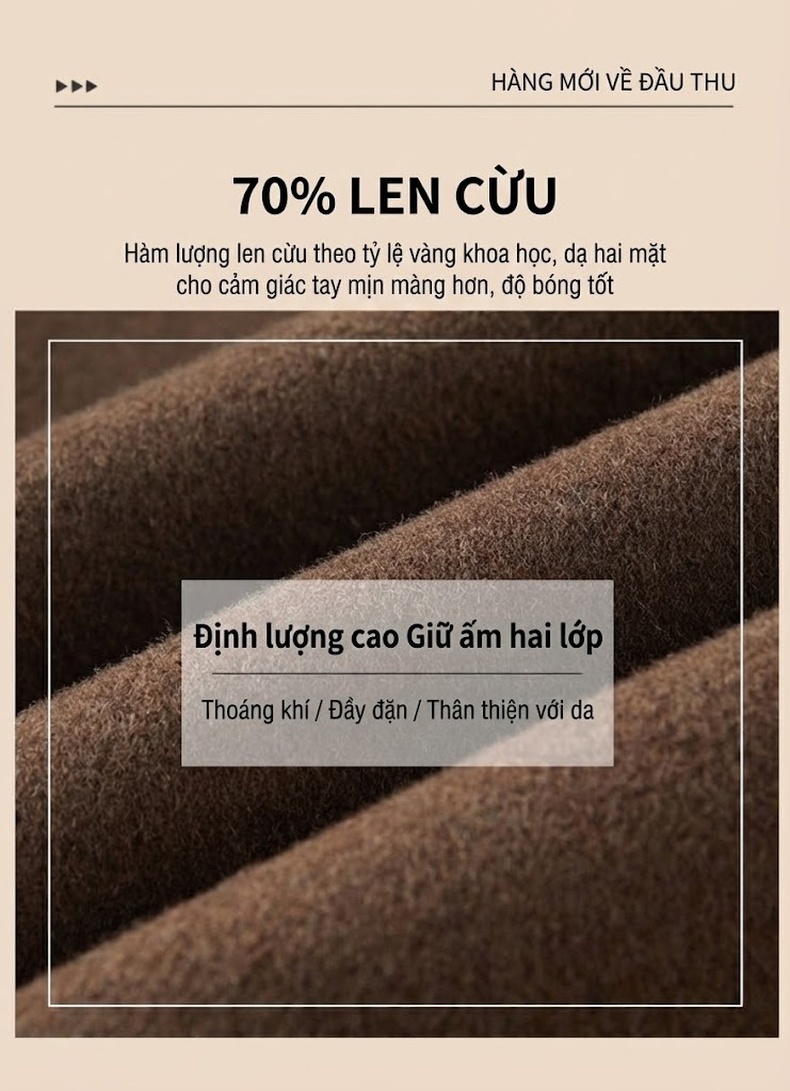 Áo Khoác Nam Trung Niên Lót Lông Vũ Tháo Rời, Dệt Kim Màu Nâu, Đen chi tiết 13