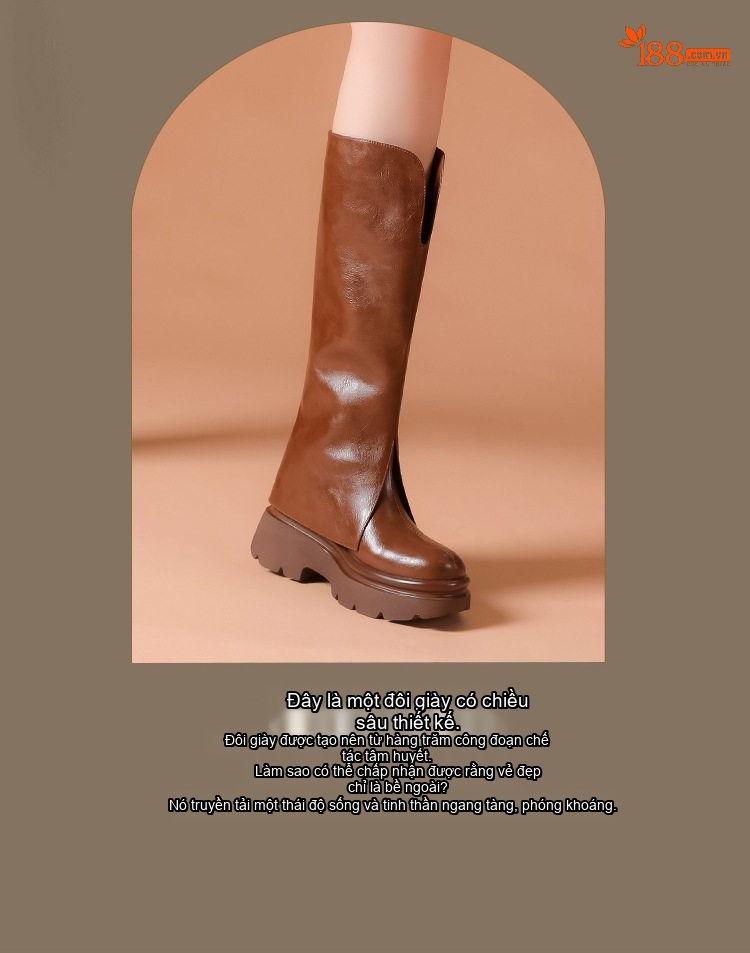 Boot Ống Lửng Nữ Da Bóng Đế Dày Chiều Cao Đế Khoảng 5cm Màu Đen, Nâu chi tiết 1
