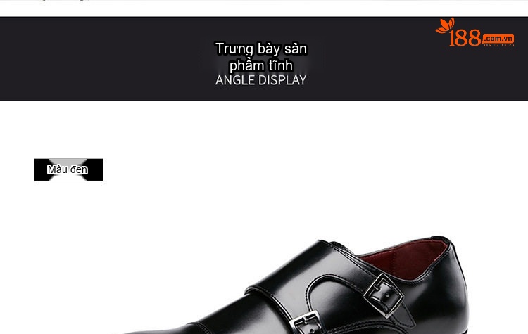 Giày Tây Monk Strap Nam Da Thật Chiều Cao Đế Khoảng 3cm Màu Đen, Nâu chi tiết 19