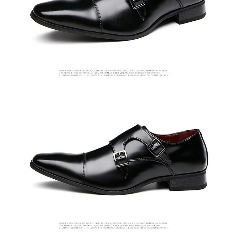 Giày Tây Monk Strap Nam Da Thật Chiều Cao Đế Khoảng 3cm Màu Đen, Nâu chi tiết 20