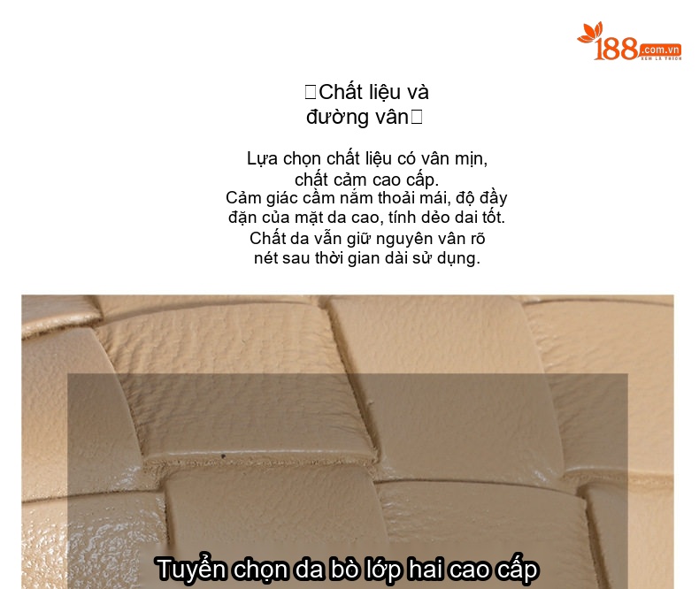 Túi Đeo Vai Nữ Da Thật Cao Cấp, Túi Xách Tay Nữ Thời Trang Họa Tiết Trám Màu Trắng, Đỏ, Vàng Be, Đen chi tiết 13
