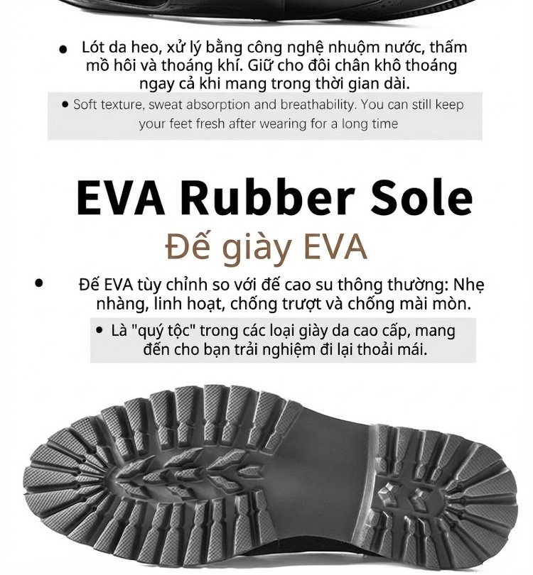 Giày Tây Nam Da Bóng Brogue Chiều Cao Đế Khoảng 4cm Màu Đen chi tiết 5