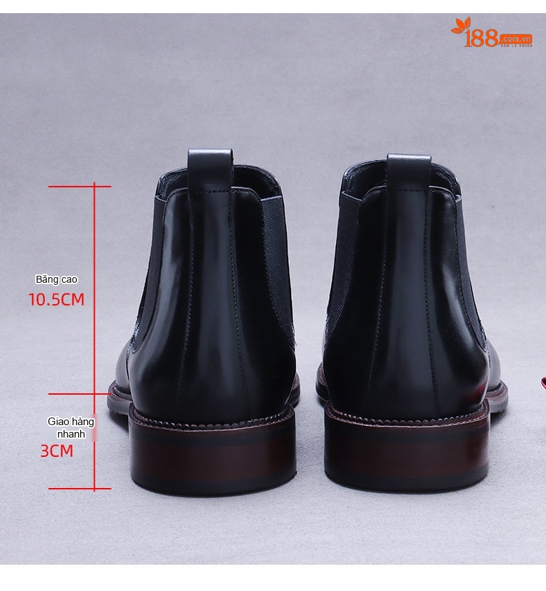 Giày Boot Chelsea Nam Da Bò Chiều Cao Đế Khoảng 3cm Màu Đen, Nâu chi tiết 17