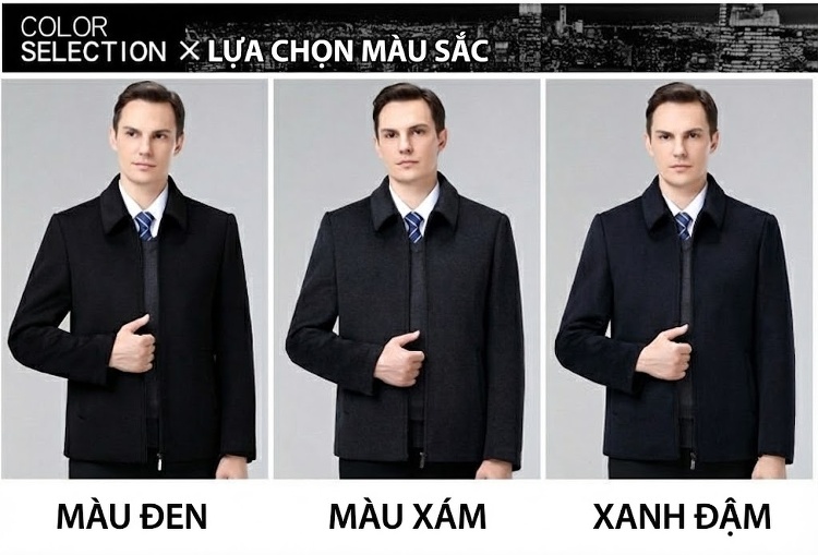 Áo Khoác Nam Hai Mặt Dày Dặn Lông Cừu Giữ Ấm Màu Đen, Xám chi tiết 8